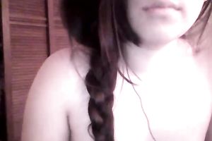 Amateur also pale black haired hottie showed meatballs and masturbated her fur pie