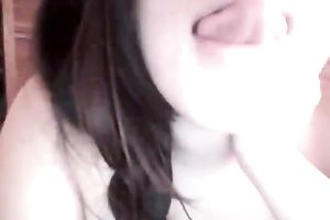 Amateur also pale black haired hottie showed meatballs and masturbated her fur pie