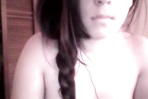 Amateur also pale black haired hottie showed meatballs and masturbated her fur pie