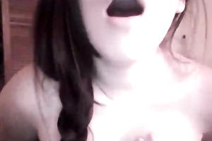 Amateur also pale black haired hottie showed meatballs and masturbated her fur pie