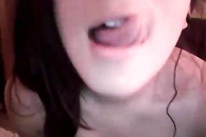 Amateur also pale black haired hottie showed meatballs and masturbated her fur pie
