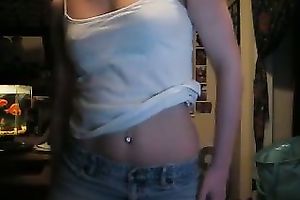 Cute legal age teenager disrobes in front of camera webcamming with me