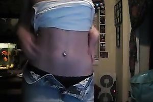 Cute legal age teenager disrobes in front of camera webcamming with me