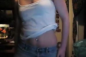 Cute legal age teenager disrobes in front of camera webcamming with me