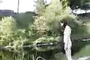 My miniature pale skin sweetheart by the river outdoors all bare