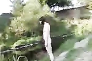 My miniature pale skin sweetheart by the river outdoors all bare