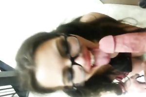 Sweet skinny BBC slut in glasses provided my buddy with a consummate oral-service