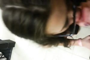 Sweet skinny BBC slut in glasses provided my buddy with a consummate oral-service