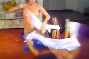 Two thin short-haired lesbos eat every other's slits