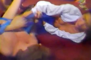 Two thin short-haired lesbos eat every other's slits