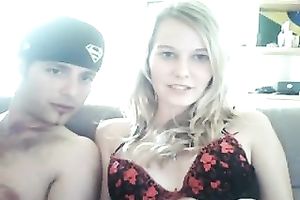 Hot golden-haired sucks my large shaft on a web camera