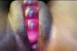 Big bottomed aged nerdy dark slutty wife played with her hungry twat on web camera