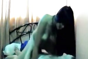 Long haired outstanding honey of my buddy likes topping his prick in cowgirl pose