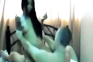 Long haired outstanding honey of my buddy likes topping his prick in cowgirl pose