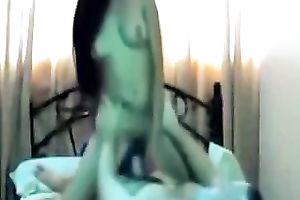 Long haired outstanding honey of my buddy likes topping his prick in cowgirl pose