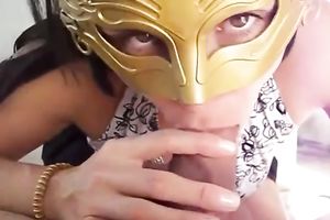 Attractive large boobed babe engulfing huge dong balls unfathomable