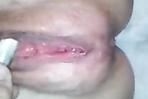 My buddy helped his own nasty slutwife to tickle her moist snatch a bit