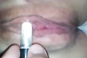 My buddy helped his own nasty slutwife to tickle her moist snatch a bit