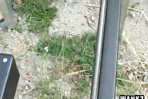 Raunchy golden-haired pumps up her melons and receives fucked by fucking machine