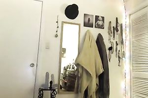 Beautiful bushy dark brown legal age teenager positions all naked in her bedroom on webcam