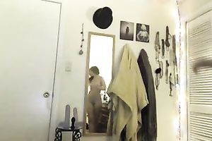 Beautiful bushy dark brown legal age teenager positions all naked in her bedroom on webcam