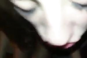 Cute pale and slender slutty wife was busy with engulfing my buddy's obese prick