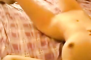 Dark haired hotwife with puffy nipps got her moist love tunnel licked by my buddy