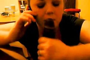 Cheating golden-haired haired hotwife was taped on livecam while sucking rock hard BBC