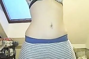 Cute naturally slutty web camera brunette nympho was flashing her natural love bubbles