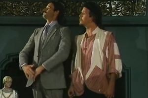 Cute golden-haired retro Married slut takes a spunk flow in the throat after sex