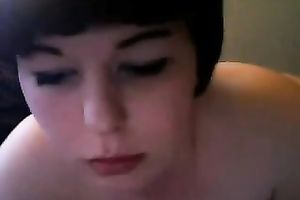 Awesome dark brown vixen on web camera flashing love melons and wet crack