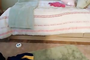 Slender cute white women changed her clothing in advance of masturbating her cum-hole