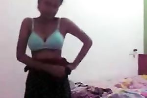 Busty non-professional hawt young chick strips on cam for a stranger