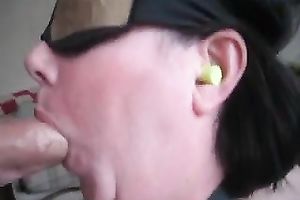 My blind folded girlfriend sucks my thick veiny 10-Pounder