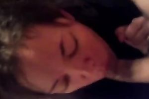 My cute dilettante girlfriend fully dressed blowing my dick