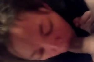 My cute dilettante girlfriend fully dressed blowing my dick