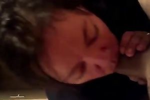 My cute dilettante girlfriend fully dressed blowing my dick