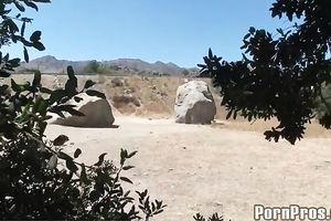 Busty and concupiscent brunette hair sweetheart gives head during jogging