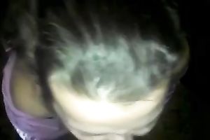 Slutty pale dark brown girlie works on my chunky large beefy rod with her throat