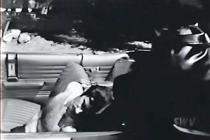 Dirty breasty sexy white floozy in dark and white porn episode