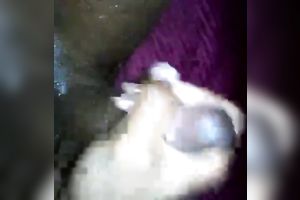 Jacking off my large dark 10-Pounder with my balls fastened up