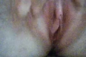 Pale skin blond girlfriend fucking herself with a hair brush