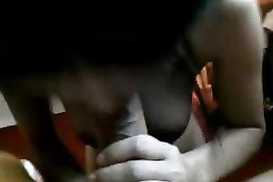 Young petite Asian coed babe sucks my huge jock and takes mouthful