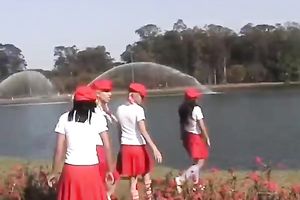 Filthy masked brunette hair want to play in dirty games with stud