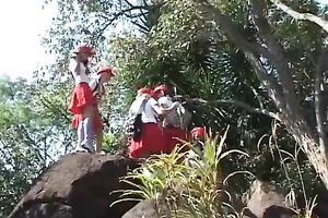 Filthy masked brunette hair want to play in dirty games with stud