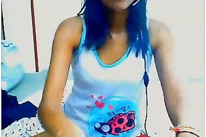 Tight dark brown livecam cutie in white top and bikini undies teases me