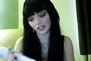 Long haired consummate livecam sweetheart in dark stuff had a vibe for her moist love tunnel