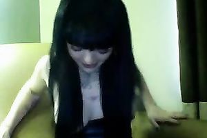 Long haired consummate livecam sweetheart in dark stuff had a vibe for her moist love tunnel