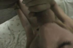 Skinny golden-haired gives head to a chap and welcomes his prick in her vag