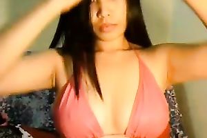 Cute Asian youthful sweetheart with exquisite large boobies on cam